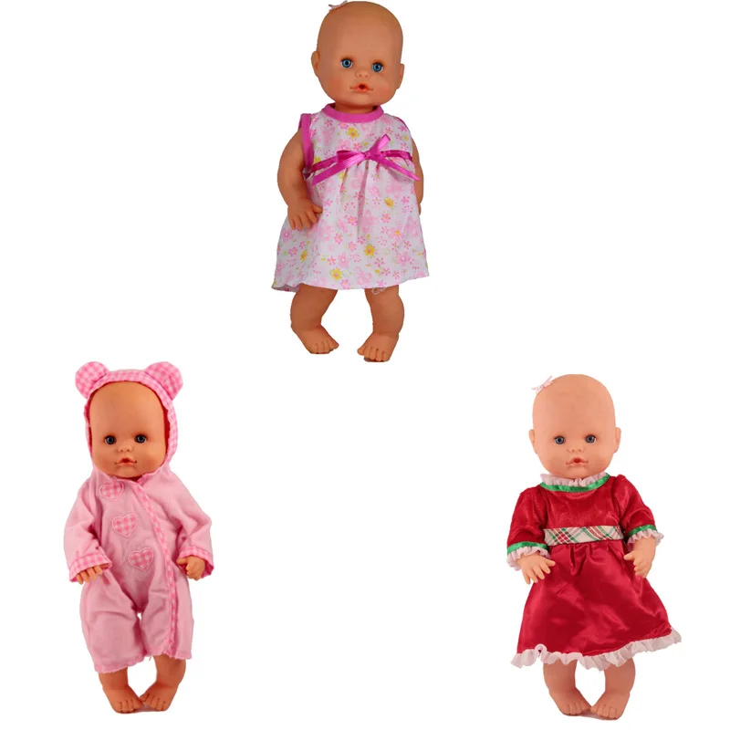 13 дюймовая Одежда для кукол, 35 см, Nenuco Doll Ropa Nenuco y su Hermanita, 1 полосатый наряд, 1 платье с клубничкой, 1 полосатый повседневный наряд - Цвет: 3pcs mixed 8