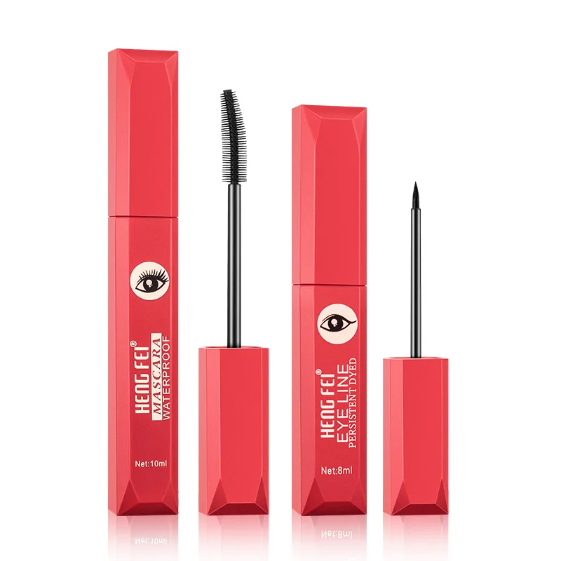 Mascara eyeliner set waterproof long roll natural roll not easy to