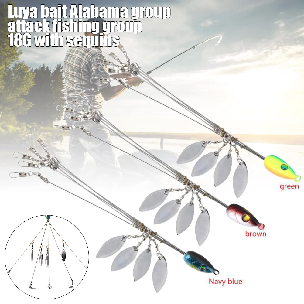 New 5 Arms 8 Bladed Bass Fishing Umbrella Rig Bass Bait Lure Supplies