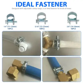 

Pipe Hose clamps Hose Clamps Clip Fasteners Metal Adjustable 30 Pcs 1/4 3/8inch