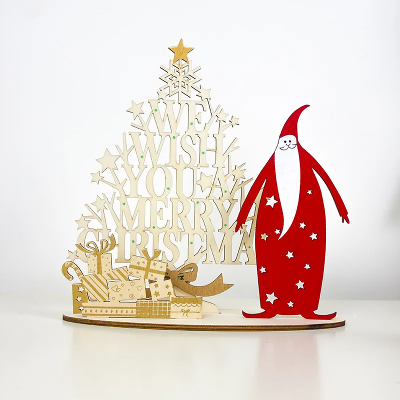 DIY рождественская деревянная игрушка рождественские забавные вечерние украшения для рабочего стола рождественские деревянные украшения трехмерные детские игрушки украшения - Цвет: C