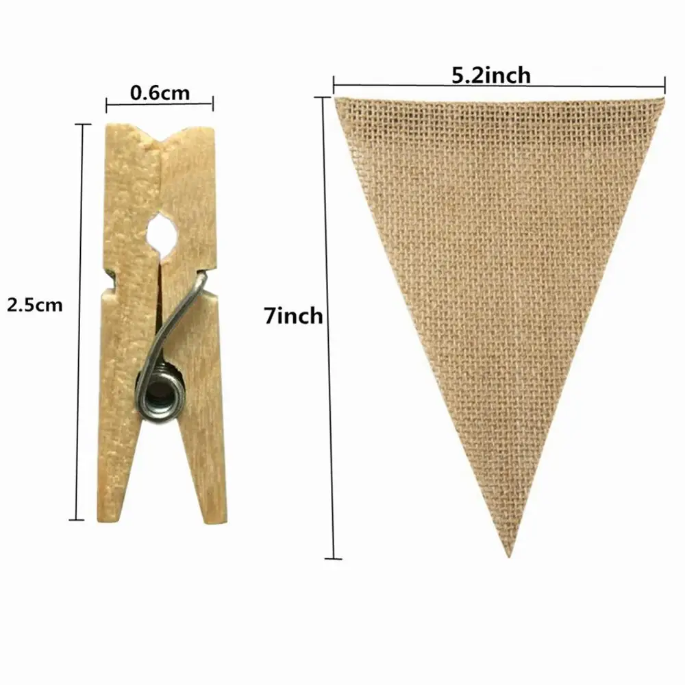 3.5 M Vintage Jute Hessian Burlap Bunting Banner 13 Flags Wedding party Photography Props Decoration Banner For New Year 5BB5793