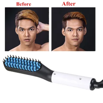 

DropShipping Quick Hair Straightener Multifunctional Curler Beard Straightener Comb Lonic-2-in-1 Straightening Brush Man Woman