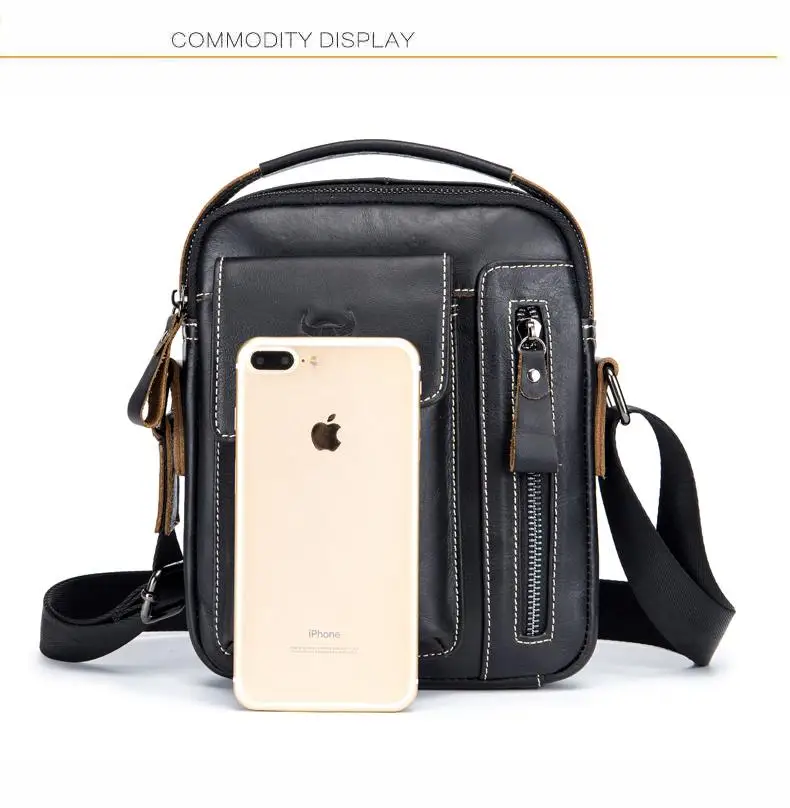 Genuine Leather Men's Crossbody Bag Vintage Cow Leather Man Messenger Bags Small Shoulder Bag for Male Casual Handbag