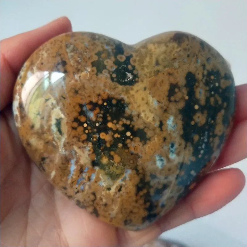 Natural sea jasper stone sea gem heart crystal stone mineral specimen crystal ston