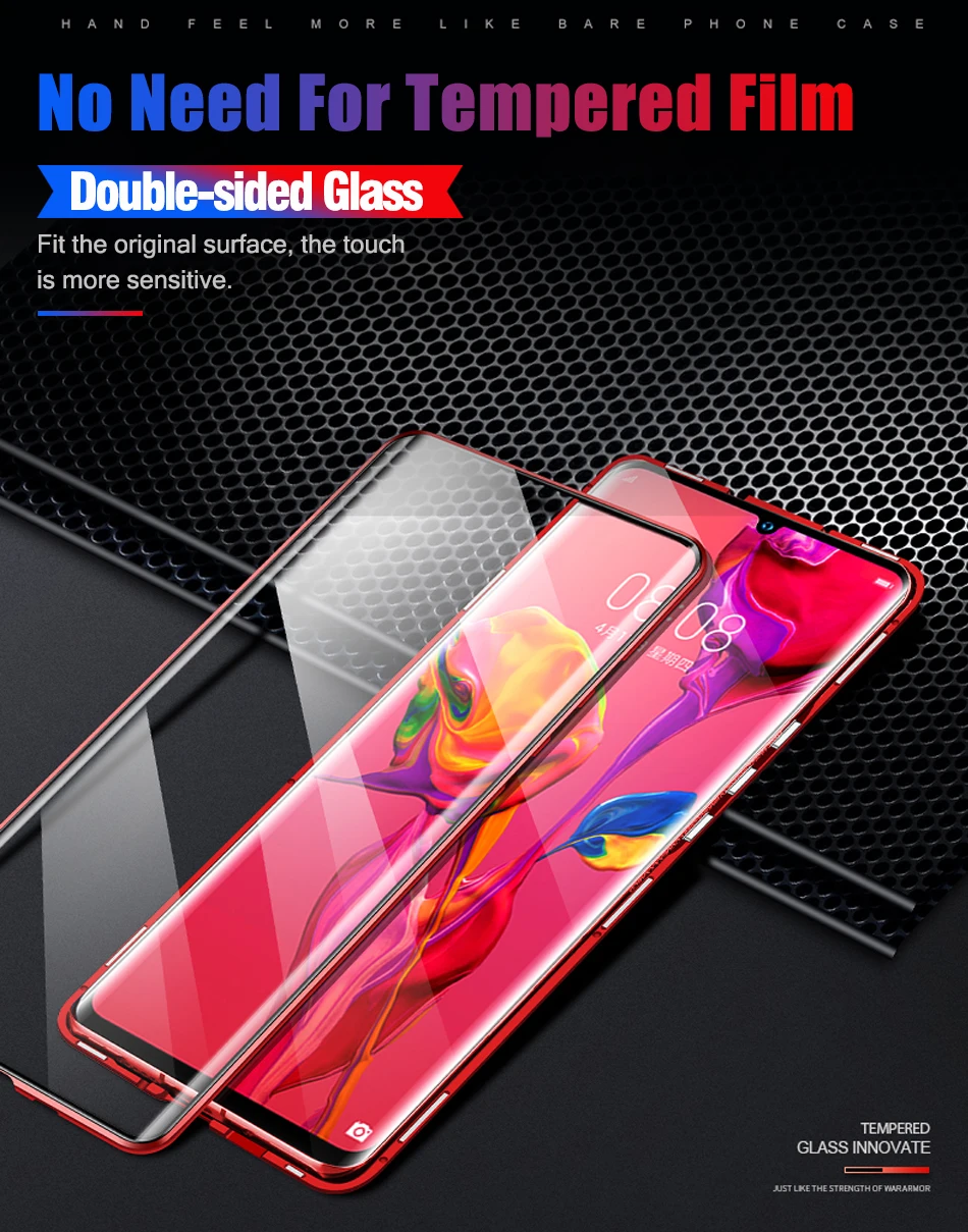 Магнитный металлический стеклянный чехол для huawei Honor 20 10 8X 9X Pro P30 P20 mate 10 20 30 Lite Pro Y9 Prime двусторонний чехол