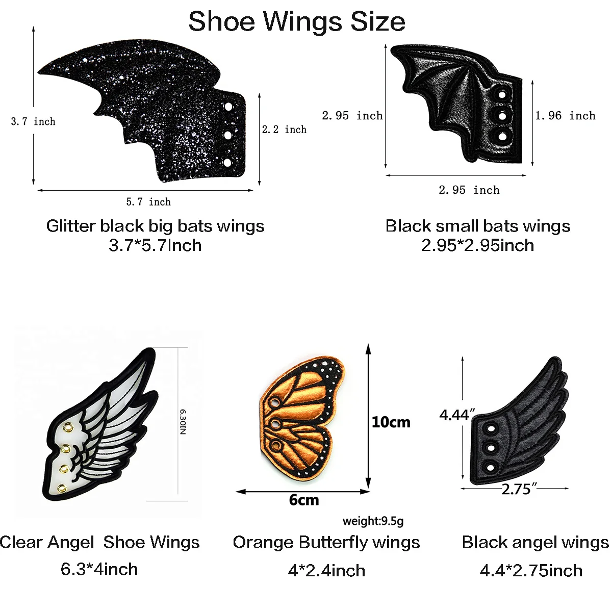 Personality PU Shoe DIY Accessories Bats Glitter Black Shoe Wings Ornament Show Halloween Party Fun Skate Shoes DIY Decorations Craft Supplies