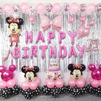 

Birthday party decorations kids Mickey Minnie Children's Happy Birthday Letters Package Aluminum Film Balloons Decoration