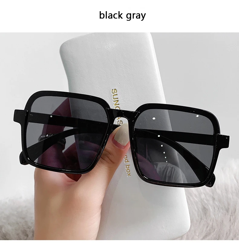 Imwete 2022 Classic Square Sunglasses Women Men Oversized Goggles Black White Frame Brand Designer Outdoor Color Eyeglasses UV black sunglasses women