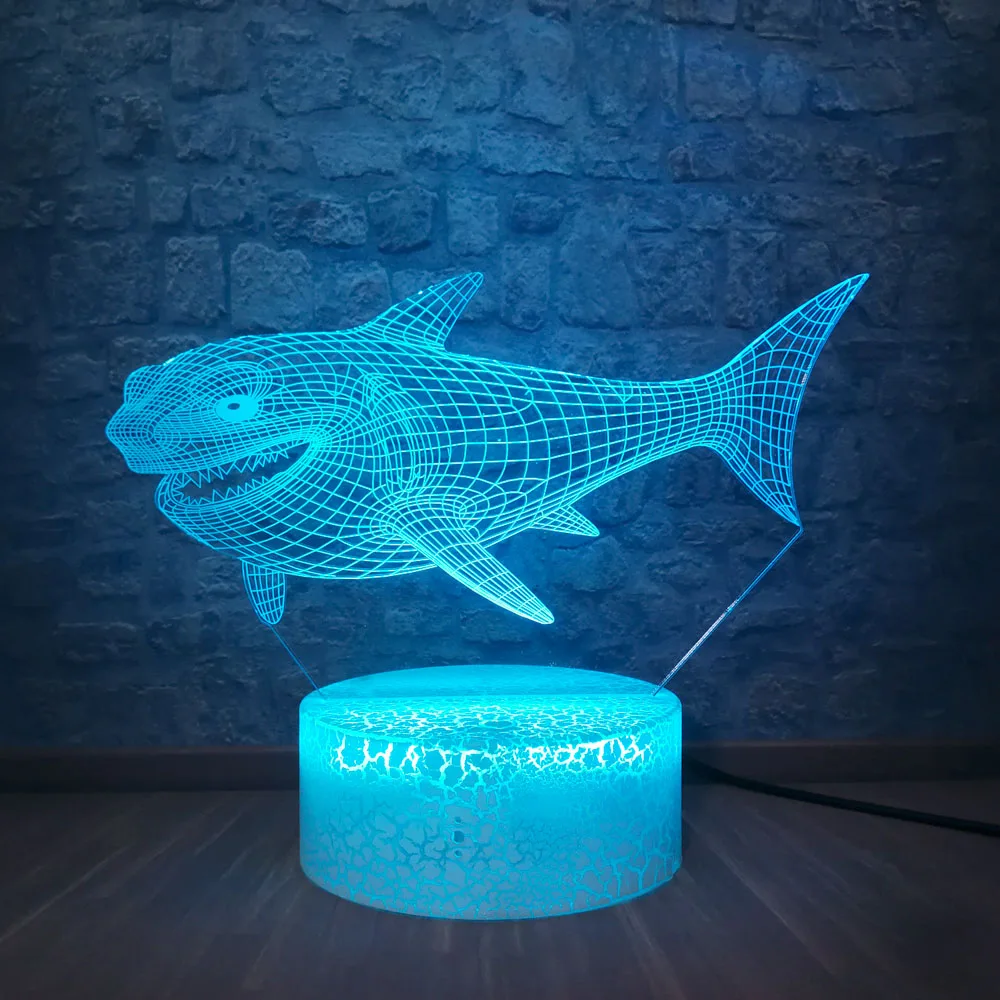 3D светодиодный ночник Акула креативный USB светильник Lampara ночник с 7 цветами свет для украшения дома лампа детский подарок