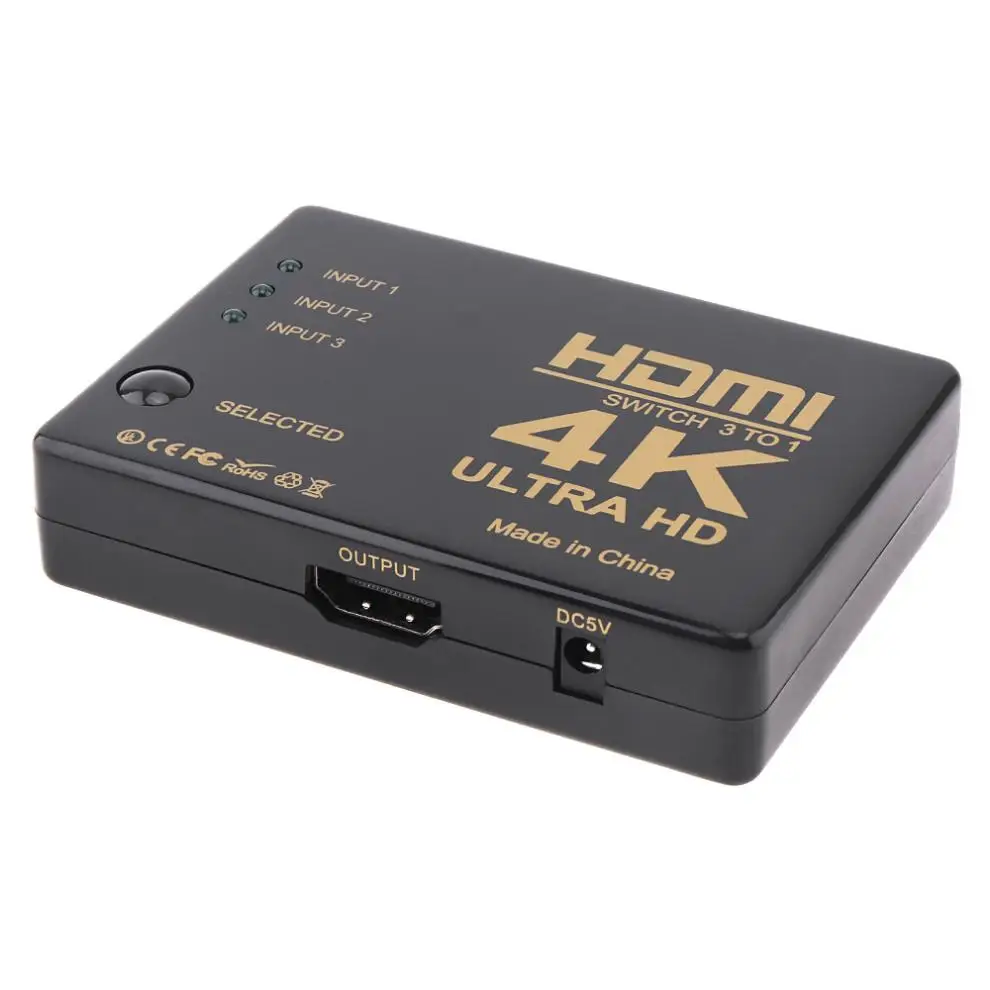 4K Ultra HD HDMI переключатель 3 в 1 коммутатор сплиттер коробка конвертер адаптер подходит для DVD/HDTV/Xbox/PS3/PS4/Xiaomi