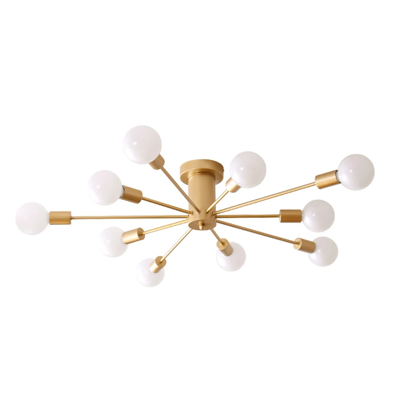 

Retro Ceiling Lights Multiple E27 Lamp Base 6/8/10 Heads Black/White/Gold For Living Room / Dining Room Vintage Ceiling Lamp