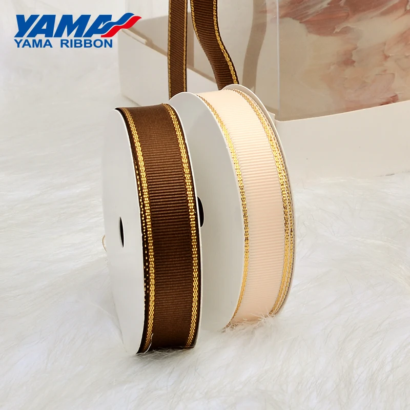 Ribbon Decoration Ribbon Supplies Grosgrain Ribbon Wrapping Ribbon 6mm 9mm 16mm 25mm 38mm Wide 100yards Gold Metallic Edge Grosgrain Ribbon Diy Gift Packing Decoration Wedding Crafts