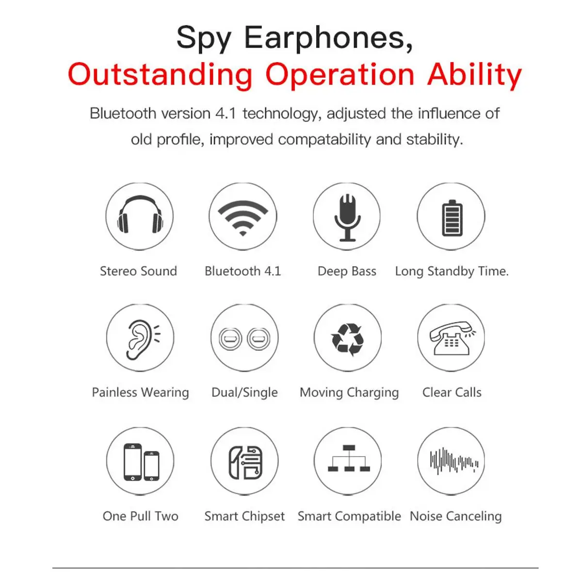 Bluetooth 4,1 Гарнитура незаметные bluetooth наушники стерео Бас Звук шумоподавление Гарнитура T12 стерео TWS беспроводные бинауральные