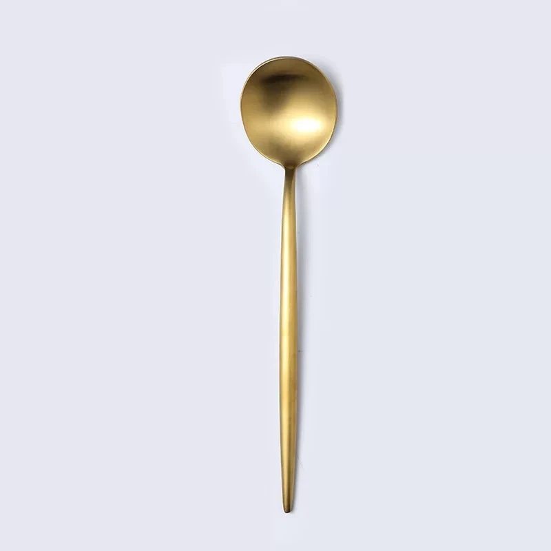 1 pcs dinner spoon Лидер продаж, европейские столовые приборы из чистого золота, набор из нержавеющей стали, Западный нож, вилка, ложка, столовые приборы, кухонная посуда, столовый набор - Цвет: 1 pcs dinner spoon