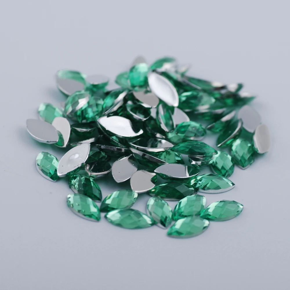 Light green 1000 шт./лот, 5x10 мм, акриловые стразы в форме глаз, кристаллы AB, плоская задняя сторона, стразы, клей на одежду, украшения, декоративные стразы - Цвет: Light green