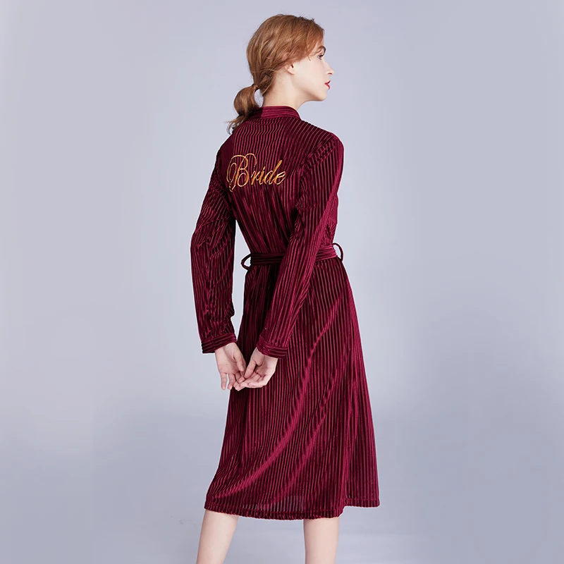 YUXINBRIDAL новая бархатная вышитая одежда для невесты свадебный подарок Свадебная осень зима длинные халаты одежда для сна