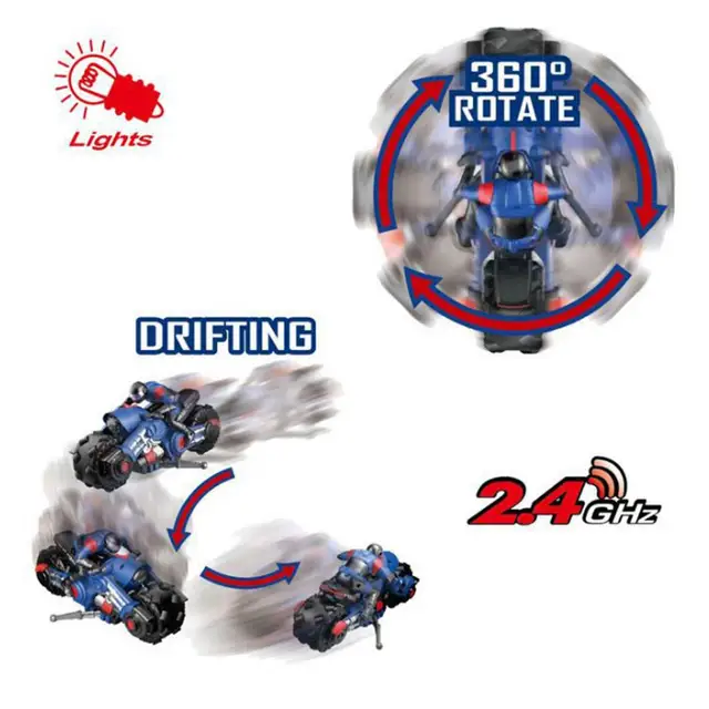 Fashion Portable Motorcycle Stunt Toys Stable Signal Eye-catching Plastic 360 Degree Spinning Motorcycle Stunt Toys for Kids 6