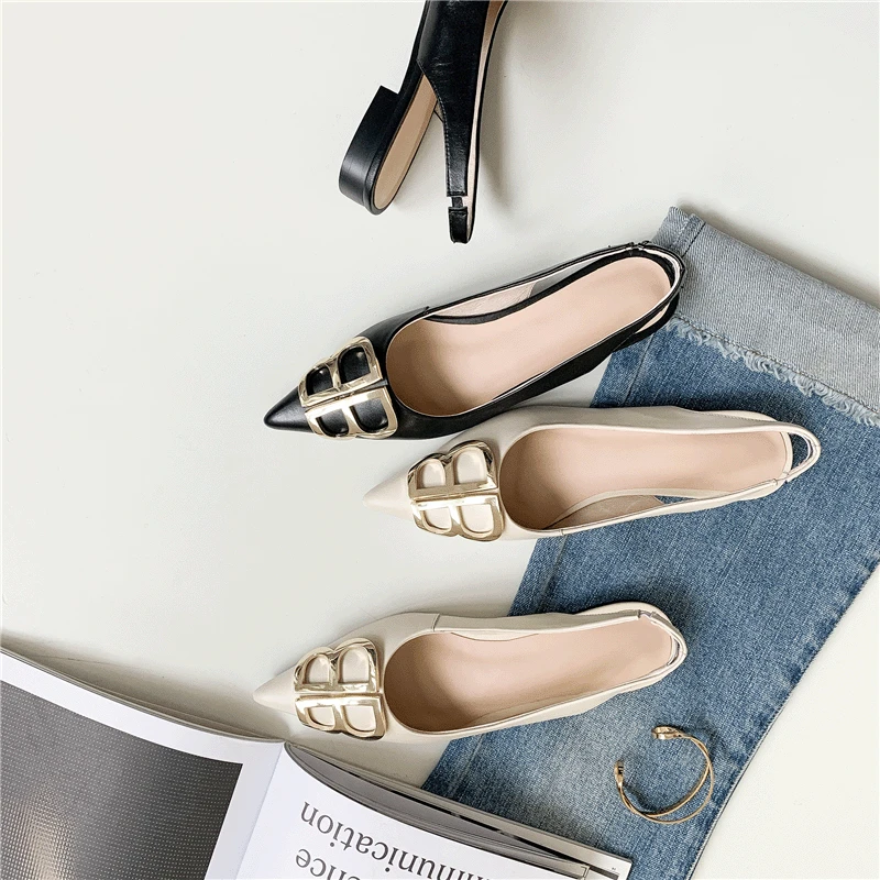 

Celebrity Celebrity Style 2019 Spring And Summer New Style Pointed-Toe Europe And America Flat Sandals WOMEN'S Genuine Leather S