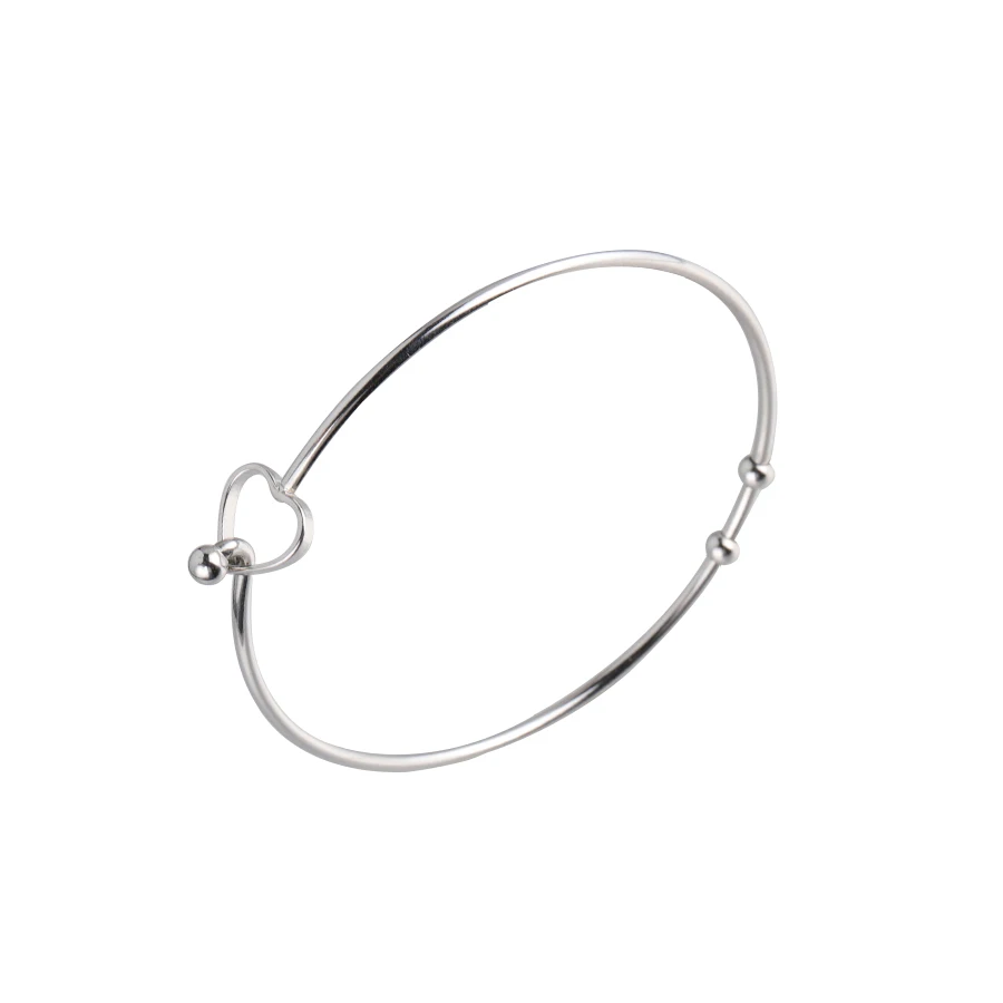 Fnixtar 2mm Thickness Wire Bangle Stainless Steel Open Love Heart Bracelets Bangle  60mm 10piece/lot 2