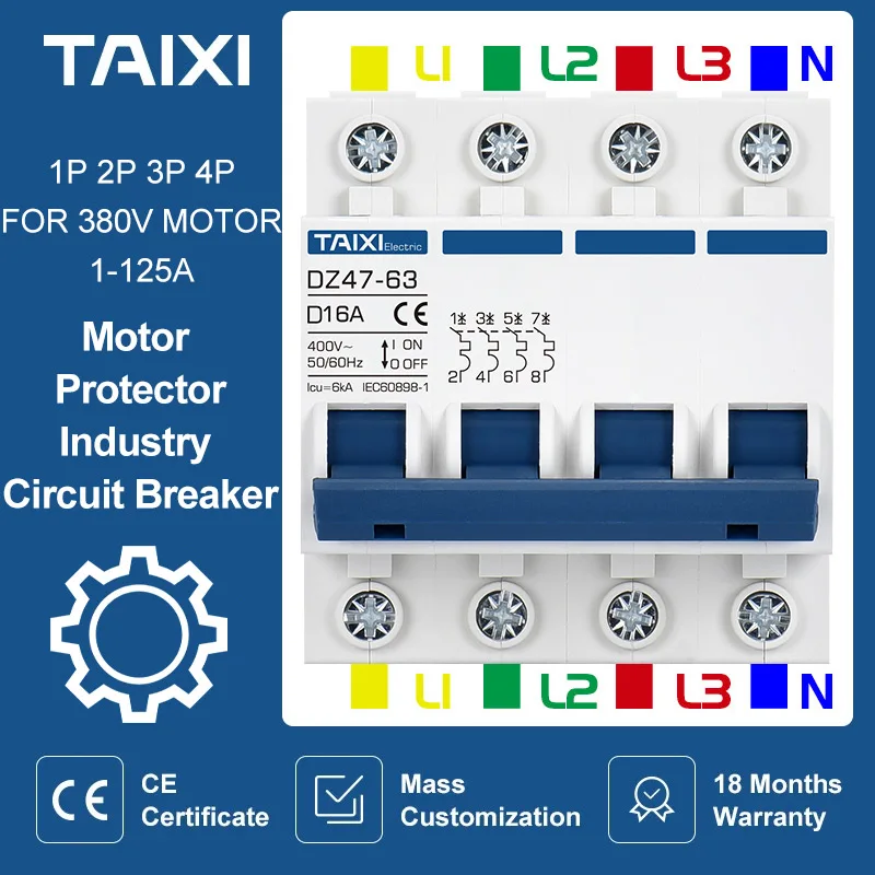 Curva do Motor ac Disjuntor 10a 12125a 400v Start Switch Máquina Equipamento Industrial Bomba de Água Alta Corrente Dz47 d