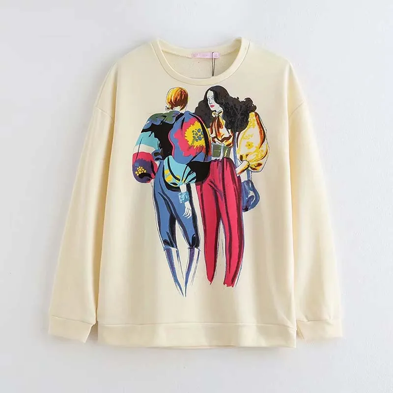 JXXSY Autumn winter hoodies women sweatshirt casual cartoon character print long sleeve sweatshirt women pullovers top