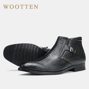 

WOOTTEN Brand Men's winter shoes size 40-46 winter leather boots top quality Men's winter boots Ankle boots #DM5286C1