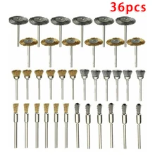 36 шт. проволочные стальные латунные щетки шлифовальная полировальная щетка колеса Набор для роторного инструмента для удаления заусенцев/Ржавчины/пыли