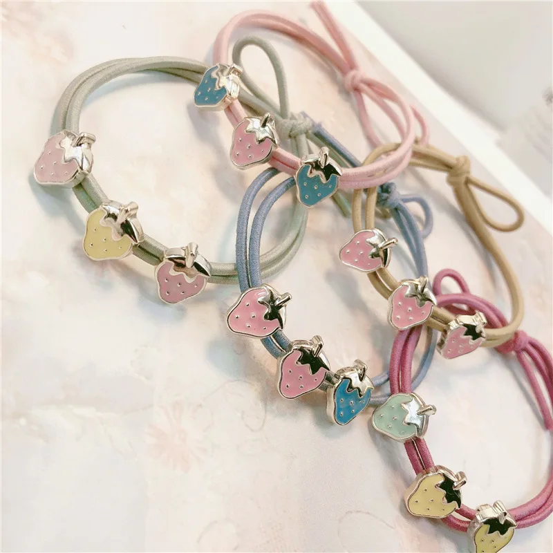 5PCs/Set Cute Multilayer Elastic Hair Bands Lovely Strawberry Woman Girls Hair Band Children Hair Headband Accessories Scrunchie