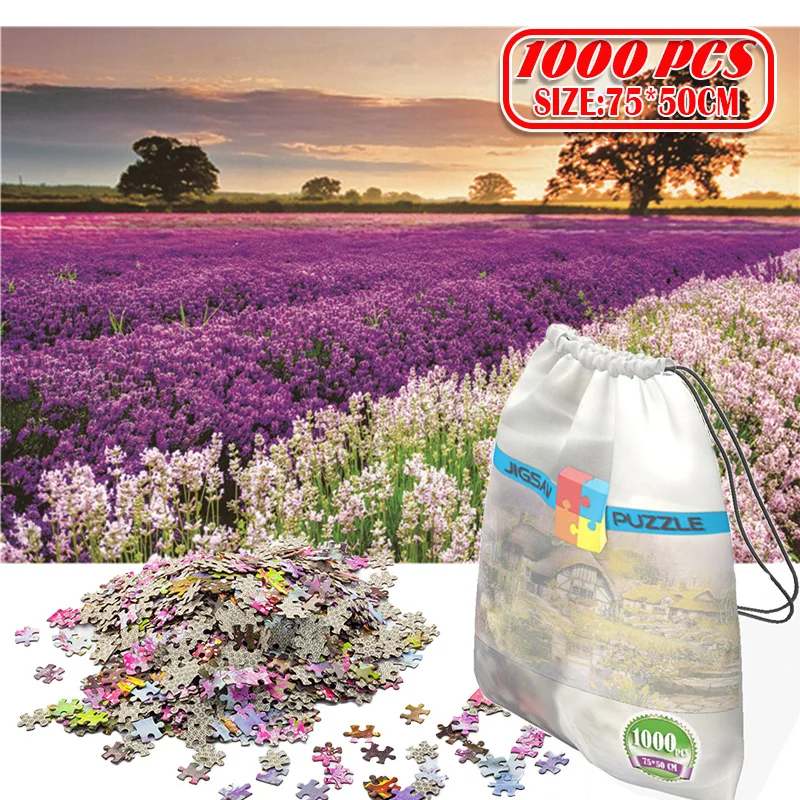 

1000Pcs Lavender Flowers 3D Jigsaw Puzzles Adults Game Toys for Toys Boring Game Building Assembling Educational Toys