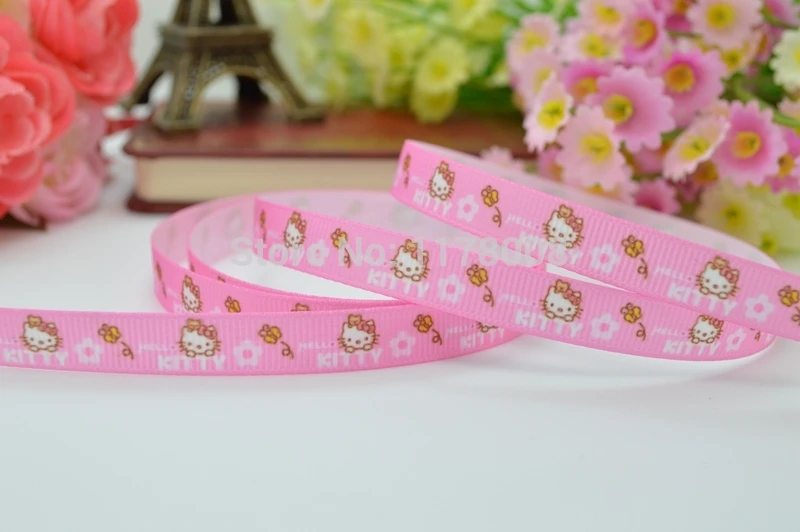 50Y 3/" 9 mmKitty KT печатная корсажная лента, бант для волос DIY материалы для одежды ручной работы оптом OEM