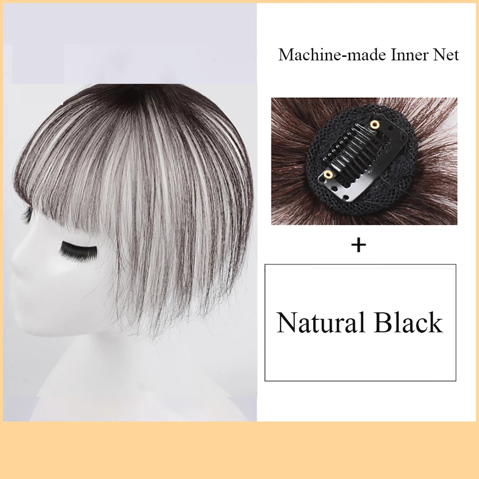 Allaosify Синтетические длинные прямые волосы, воздушная челка, черная Шпилька, челка, высокотемпературные волосы, Топпер с челкой, зажим для наращивания