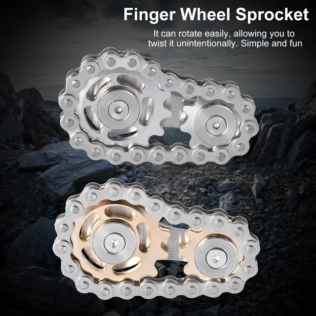 Stainless Steel Sprockets Flywheel Fingertip Gyro Sprockets Chains EDC Metal Toy Gear Gyro Drop Ship Sproket Roadbike Spinner 3