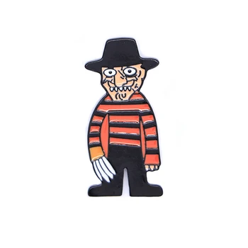 

20pcs/lot Freddy Krueger Badge Creative Custom Enamel Pins for Boys Girls Lapel Hat/bag Pins Denim Jacket Oil Drop Brooches D165