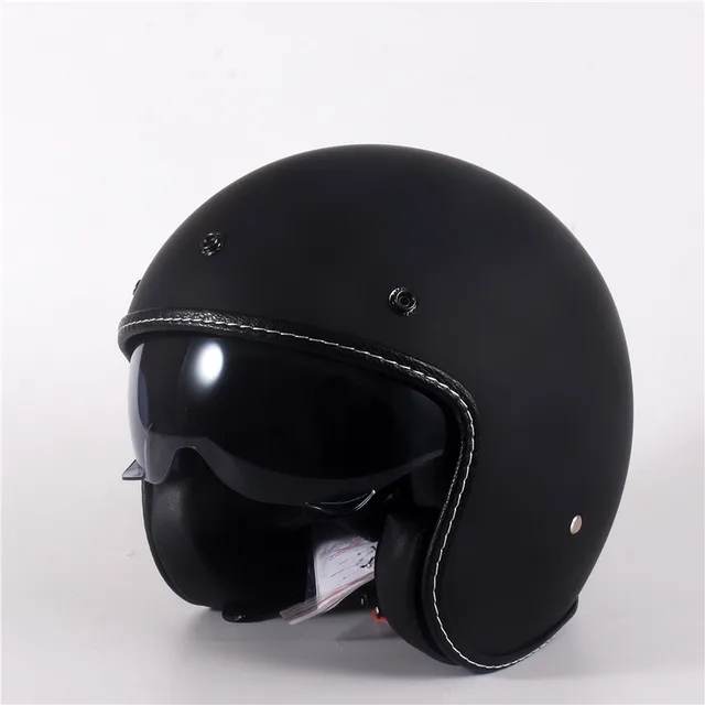  Casco vintage de motocicleta con cara abierta, casco Vespa  Jet-Helmet con visera de seguridad, scooter de motocicleta, medio casco  aprobado por DOT/ECE para jóvenes, adultos, hombres y mujeres C, L =