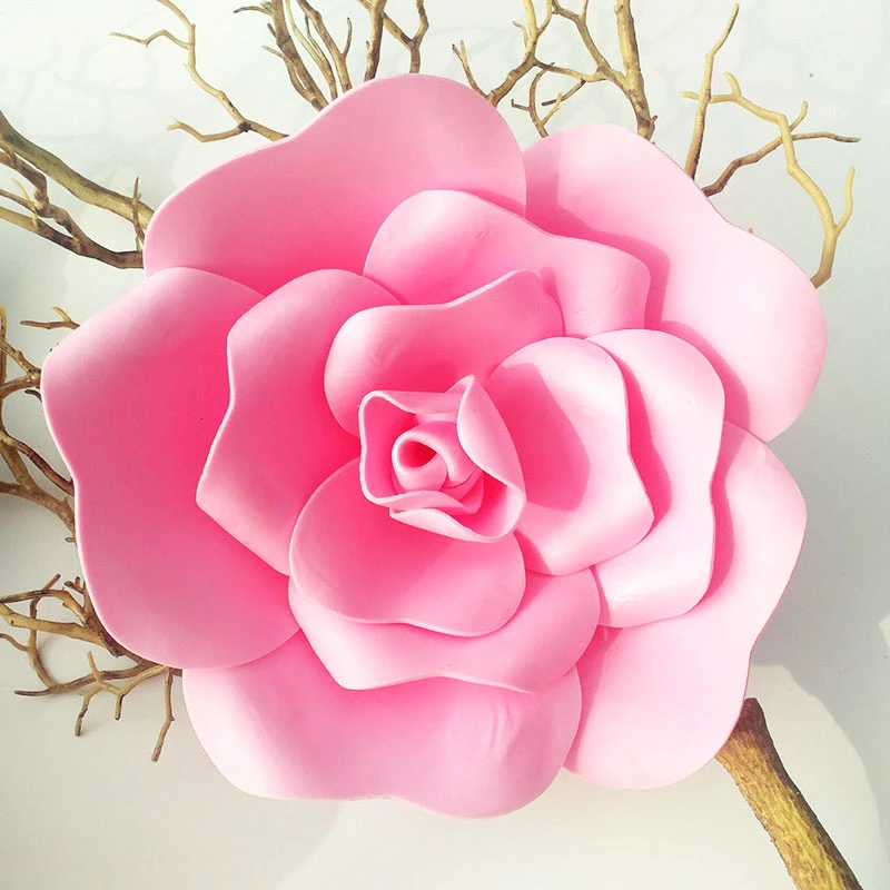Pe Foam Flat Bottom Giant Rose Artificial Flower Wedding Decoration Wall Backdrop Fake Flower Decoration Home Diy Party Decor Artificial Dried Flowers Aliexpress