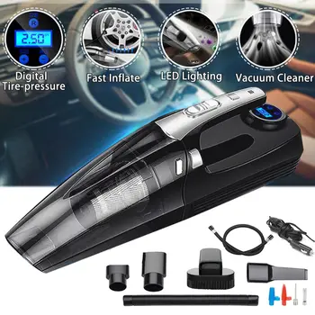 

Behogar Vehicle Vacuum Cleaner Portable Handheld Vacuum Kit with LED Light Air Compressor Tire Inflator Function for Cleaning