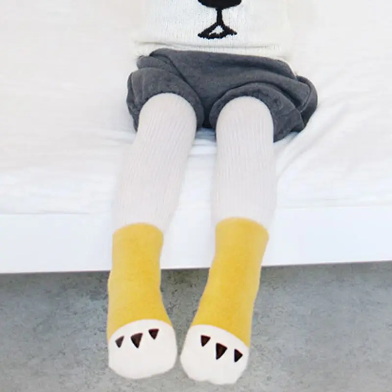 

Newborn Toddler Winter Cartoon Socks Baby Cute Cat Paw Print Anti Slip Cotton Mid Tube Hosiery Thick Terry Leg Warmer