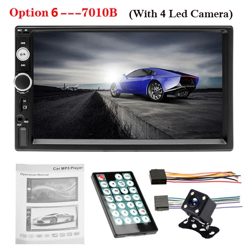 AMPrime 2din Автомагнитола " MP5 плеер сенсорный экран SD/FM/MP4/USB/AUX Bluetooth Мультимедиа USB 2 Din Авторадио автомобильный монитор резервного копирования - Цвет: Option 6--7010B