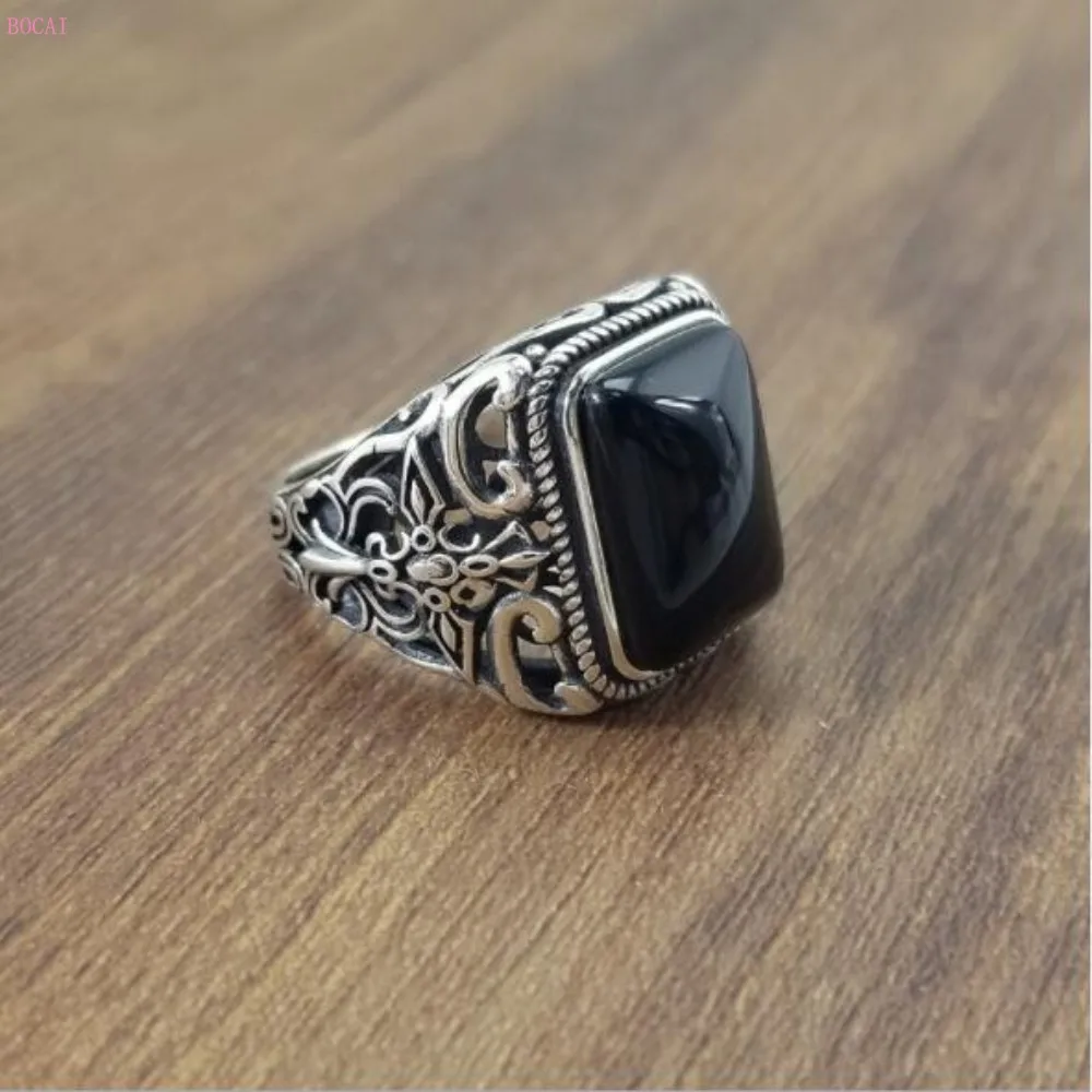 925 серебряные мужские кольца, S925 Стерлинговое Серебро, кольцо для мужчин, натуральный камень, модные квадратные мужские кольца, аксессуары, новинка, Популярные