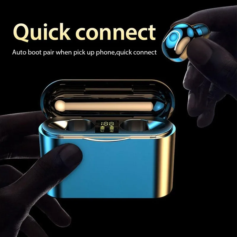 

Wireless 5.0 Bluetooth Headset Portable Stereo Dual-ear Motion Headset LED Power Number Display Is Suitable for Android IOS