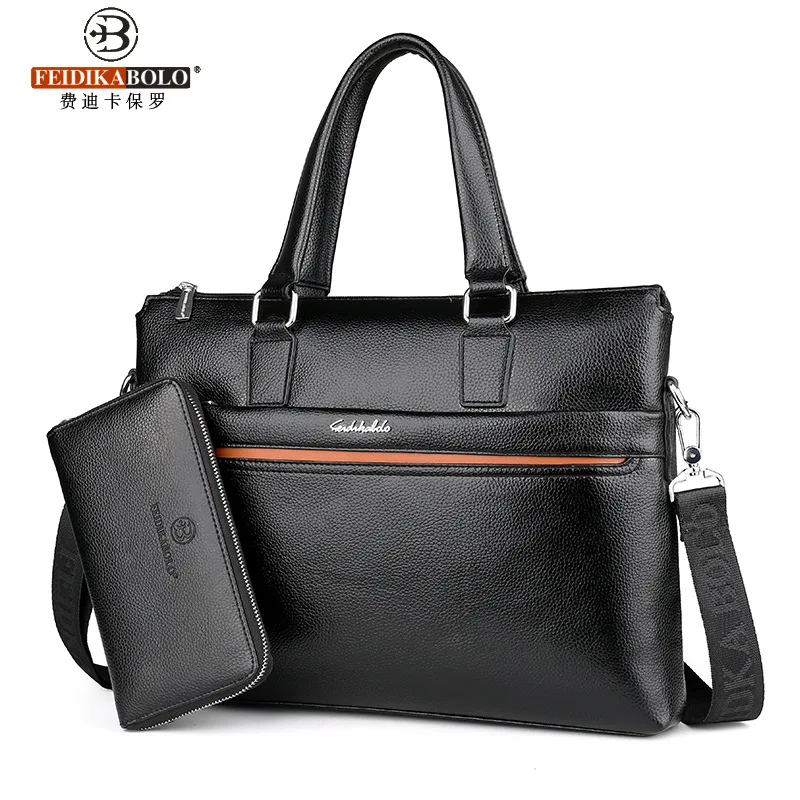 

2019 New Style Men's Bag Contrast Color Korean-style Men Bag Genuine Leather Textured Business Handbag