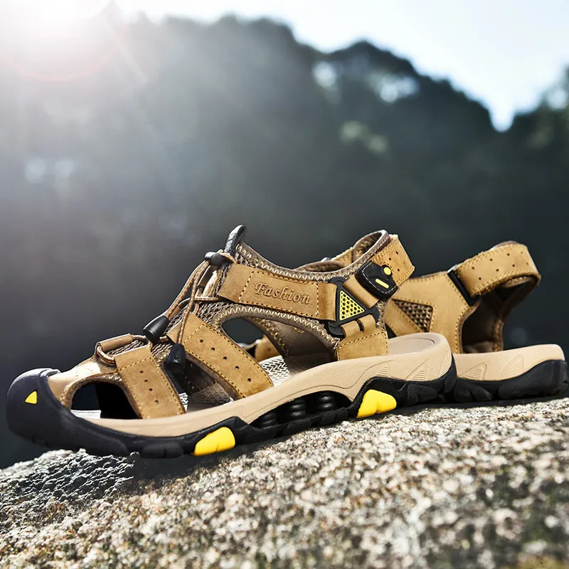 

Outdoor Sandals Men's Summer 2019 New Style Full-grain Leather Closed-toe Anticollision Wear-Resistant Large Size Sandals