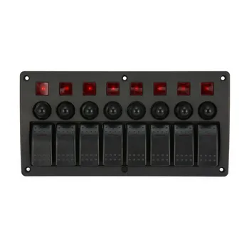 

3PIN 8 Gang LED Car Boat Rocker Switch Panel USB Cigarette Lighter Socket Voltmeter Auto Car LED Boat Switch Panel