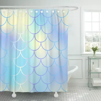 

Aquatic Fish Skin Pattern Scale Fishscale Pastel Mermaid Magic Shower Curtain Waterproof Polyester 60 x 72 inches Set with Hooks