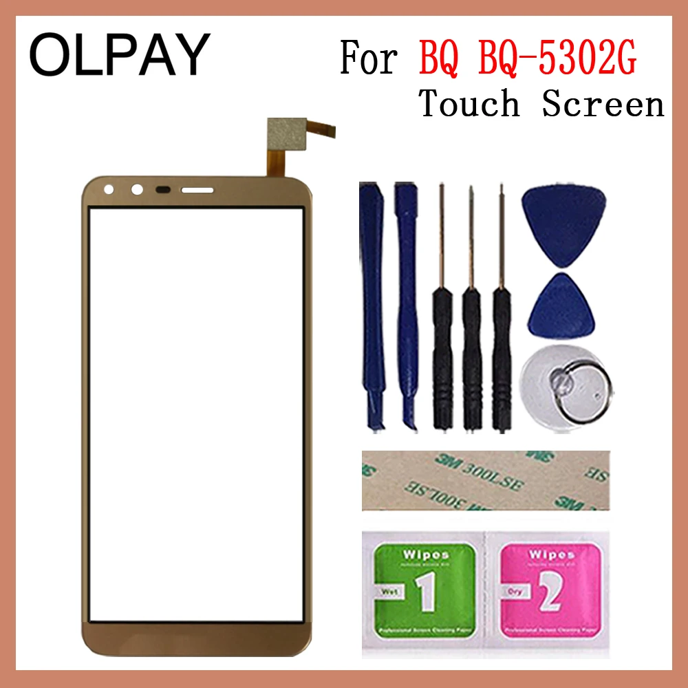 OLPAY 5,3" мобильный сенсорный экран сенсор для BQ BQ-5302G Velvet 2 BQ-5302 BQ 5302G сенсорный экран дигитайзер Передняя стеклянная панель - Цвет: Glod With Tools