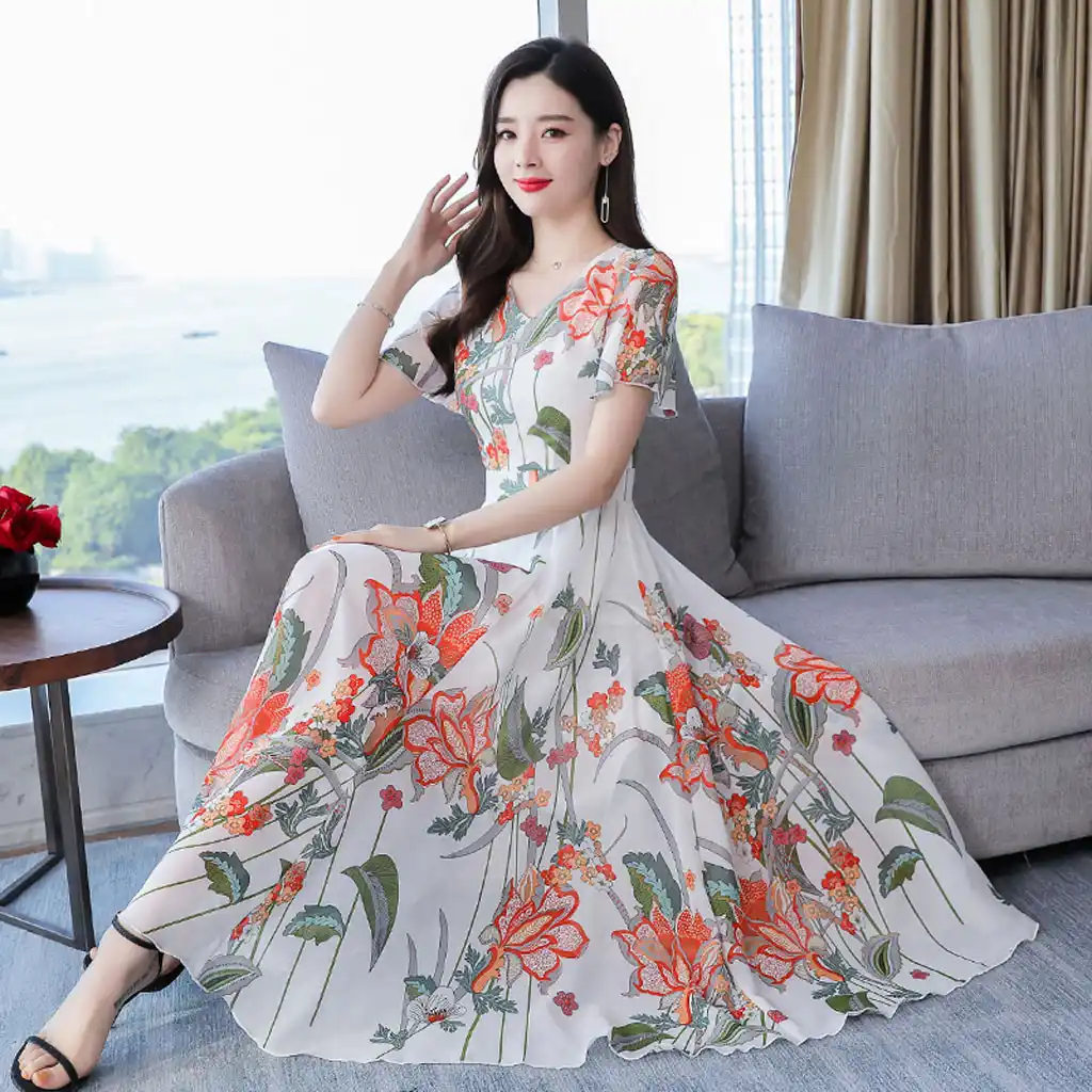 sexy gray v neck short sleeves maxi dress