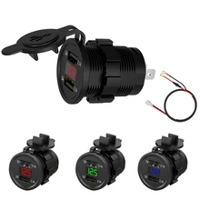 Oto motosiklet çakmak çift USB bağlantı noktaları araç şarj soketi + LED dijital voltmetre metre ekran monitör iPhone(China)