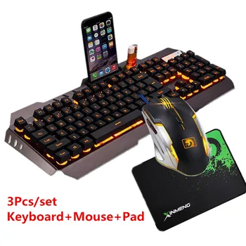 

Gaming Keyboard Mouse Combos Mechanical Feel LED Backlight USB Gamer Laptop Computer Gaming Set with Mouse Pad