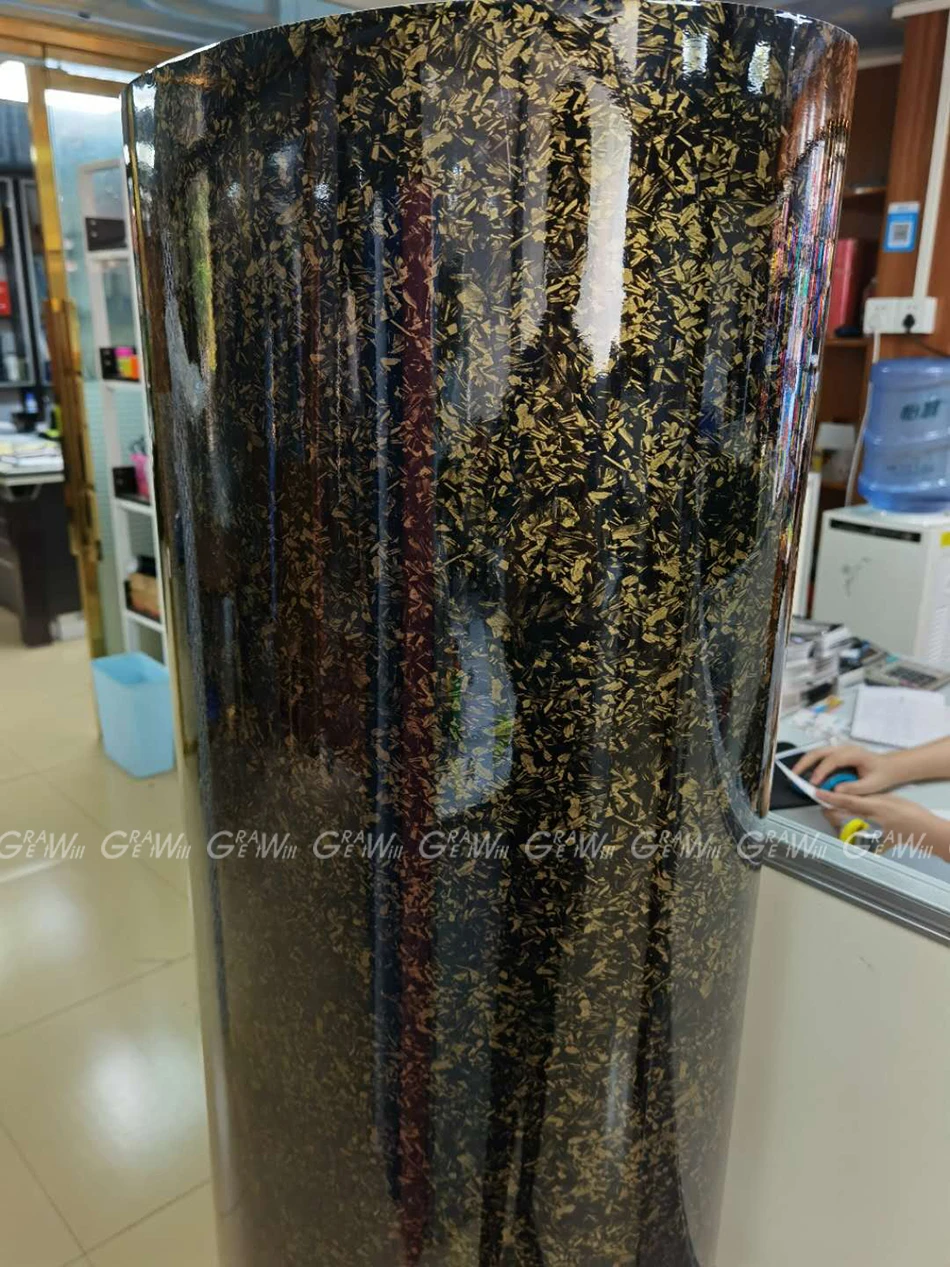 Forged Carbon Vinyl Wrap Film Titanium Steel Gold Car With Air Bubble Free 1.52x18m/Roll | Автомобили и мотоциклы